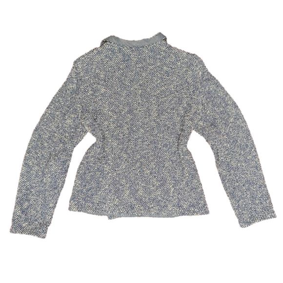 Talbots Blue/White Boucle Drape Front Blazer Size M - Picture 6 of 10